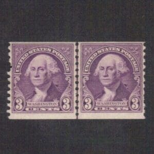 Scott# 721 "WASHINGTON" VERTICAL PERF 10 COIL LINE PAIR, MINT