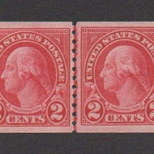 Scott# 599 "WASHINGTON" MINT TYPE I COIL LINE PAIR, NICELY CENTERED