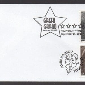 Scott# 3943 "GRETA GARBO"  WITH SWEDEN 10Kr JOINT ISSUE FDC
